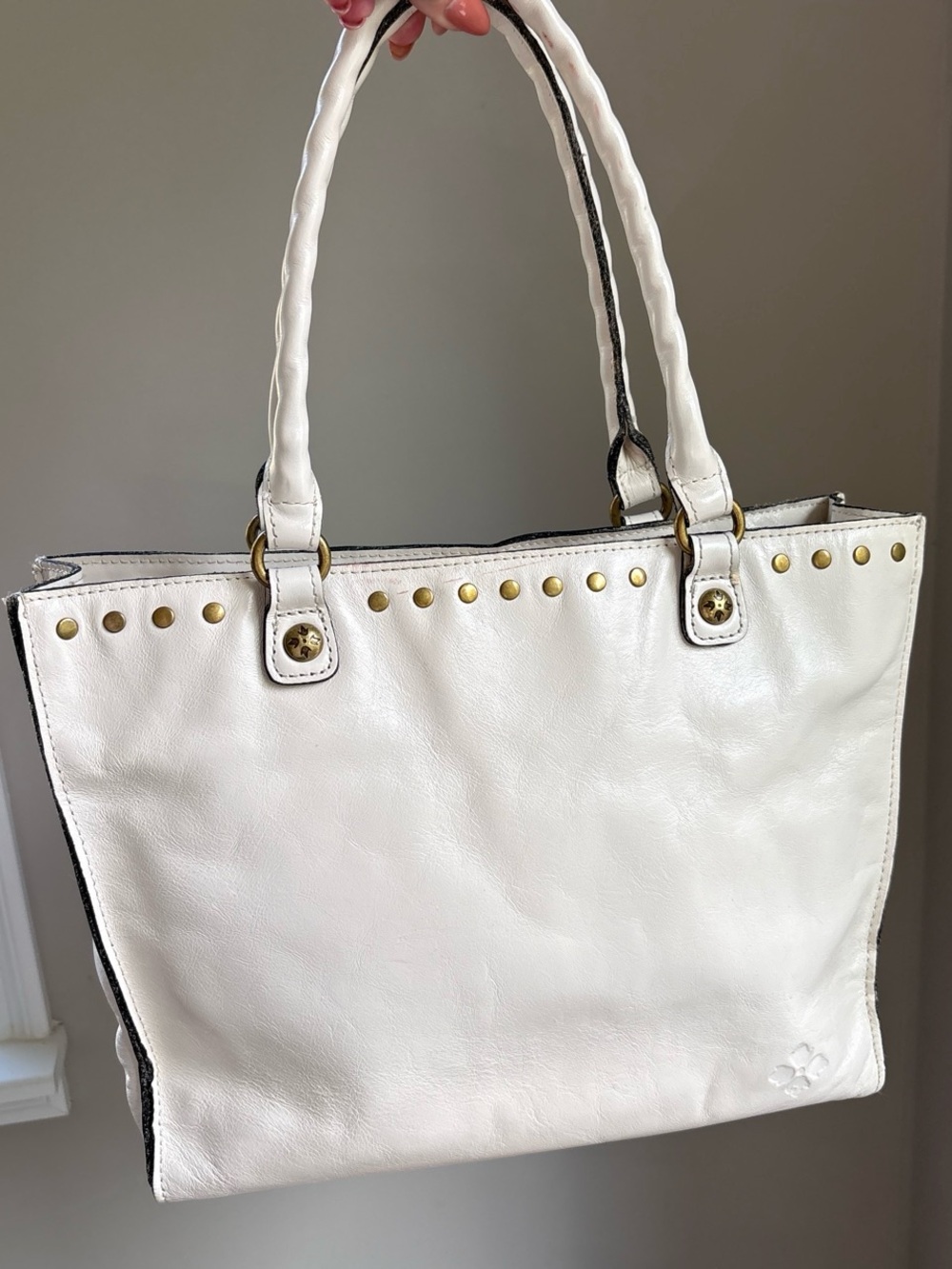 Patricia Nash White Leather Studded Tote
